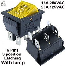 KCD4 래칭/순간 로커 스위치 전원 I/O l/O/ll 4 핀/6 핀 조명 포함 16A 250VAC/25A 250V 20A 125VAC 1 개, 18 6Pins Yellow