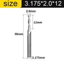 Vsharp CNC 조각 라우터 비트 플랫 코 엔드 밀 2 두 피리 나선형 Upcut 밀링 커터 도구 초경 나무 MDF PVC, 04 3.175x2.0x12_03 10pcs