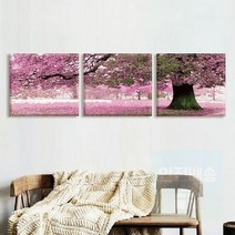 1개 DIY 그리기 페인팅 명화 벚꽃나무 3단세트 40X50 어른색칠공부 유화 diy 쉬운 그림 그리기 색칠하기 세트, SET(40X503개)