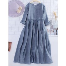 여성 새로운 여름 일본 스타일 코튼 린넨 긴 소매 o-넥 졸라 원피스 238