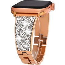 Greaciary 스파클 팔찌 애플 워치 밴드 42mm 44mm iWatch 밴드 시리즈 5/4/3/2/1 반짝이는 크리스탈 드레시 메탈 커프 스트랩 세련된 여성용 주얼리 손목, Rose Gold_38mm