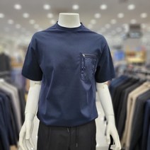 킨록 S/S 우븐 판넬 배치 네이비 반팔 티셔츠 FBT17