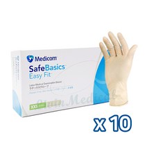 메디콤 세이프베이직 이지핏 라텍스 장갑 아이보리 XXS 1박스 (10개입), 묶음상품, .