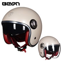 반모헬멧 BEON 오토바이 헬멧 레트로 반 더블 렌즈 3/4 오픈 페이스 capacete 빈티지 카스코, [04] XXL, [02] 10