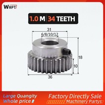 1+2 랙기어 1pcs 스퍼 피니언 1m 34t 34teeth mod 1 보어, 34개의 치아, 12mm