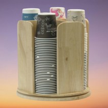 테이크아웃 원형스윙컵정리커피디스펜서 매장용 업소용 카페 커피 보관함 s014c, 우드