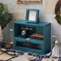 Younimu 우드 복고 수납함 테이블 수납함 책상정리함 화장품정리함, 녹색