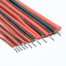 1/2/5M 구리선 실리콘 고무 케이블 소프트 30 28 26 24 22 20 18 16 14 12 10 8 AWG 2 핀 유연한 DIY LED, 03 5 Meters_06 20AWG