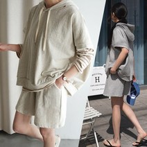 하늘바라기 여성용 후드 반바지 메이드 세트