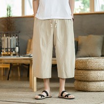 카멜롯 남자 면 린넨 배기 7부 반바지 팬츠 K013