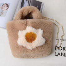 보드미 파우치 은창 로투스 플라워 퍼 미니 가방 숄더백 겨울 토트백