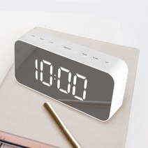 코시 미러 LED 직사각 알람 탁상시계 테이블 탁자 책상 거울 디지털 인테리어 소품, 화이트