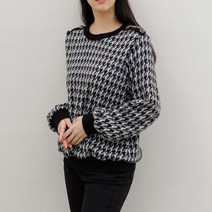 모노앳디 슈로 하운드 체크 배색 니트