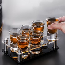 에이치 굿맨 위스키 샷잔 6구 홀더 받침대 양주 샷잔 위스키 스트레이트 술잔, 투명