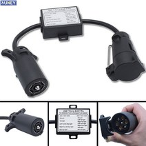 캠핑카 카라반 트레일러소켓 us to eu 트레일러 라이트 컨버터 7핀 플랫 소켓(미국 차량) - 7핀 원형 어댑터(유럽 트레일러), 없음