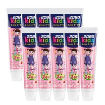 2080 키즈 유아치약 2단계(3~5세) 캐리와친구들(딸기향) 10개