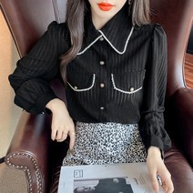 에프터블라우스 할인점 여성의류 디자인감각 보이핏 볼륨 상의 우아한 싱글 버튼 긴팔 와이셔츠 2537013848, 500 건 이상 46 원