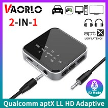 Bluetooth 5.2 Transmitter Receiver 2-In-1 aptX LL HD Adaptive 3.5MM AUX Wireless Audio Adapter, Black