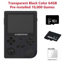 가정용게임기 최신 3.5 인치 IPS 스크린 미니 휴대용 게임 콘솔 ps1/n64/psp/드림캐스트/nds 사전 설치 128 레트로 게임용 16G + 32/64/10000G, Black 64GB, Black 64GB