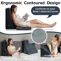 Qirroboni 정형외과 침대 웨지 베개 3개 세트 목 등 및 다리 통증.. 정품보장, Upgraded Charcoal Grey