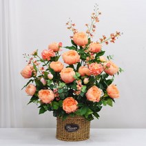 [바보사랑] 피치작약 조화 꽃바구니 교회 성전 법당 절 꽃꽂이 인테리어 장식