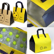 스마일 부직포 보냉백 200매 은박 보온 보냉 가방 초밥 일식 회 테이크아웃, 옐로우(소) 200장