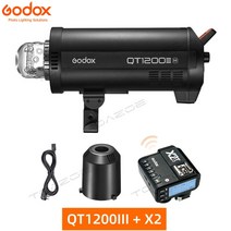 카메라플래쉬 사진 촬영 조명 카메라 후레쉬 Godox QT400III QT600III QT1200III GN65 18000s 고속 동기화 스튜디오 플래시 스트로브 라이트 24G, QT1200III add X2T+for Nikon