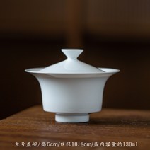 [공방상점] 징더전 생산 극세밀 백자 개완 투광다완 세트, 뚜껑 다완 130ml + 찻잔 2개