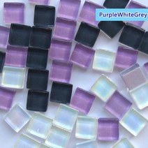 300g/10.58oz (약. 300pcs) 유리 모자이크 타일 1cm/0.39in 사각형 공예 DIY 만들기 재료 0.4mm/0.15in 두께, 300g-10.58oz, PurpleWhiteGrey