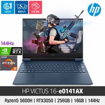 (당일발송) HP Victus 16-e0141AX R5/RTX3050/16G/256G/FD/게이밍노트북+한컴증정, FREEDOS, 16GB, 256GB, AMD, 블루