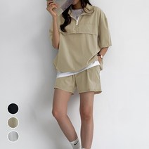 블레스유 오버핏 반팔 아노락 세트 상의 하의 바람막이 남녀공용 반팔 반바지
