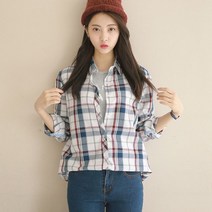 제이앤몰스 우먼 캐주얼 체크 긴팔 셔츠 남방 여성 여자 블라우스 W021