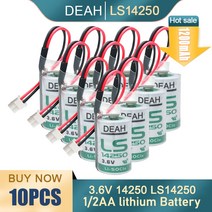 호환용 호환부품 10PCS 3.6V LS14250 1/2AA LiSOCL2 리튬 배터리 등 PLC 프로그래머 용 플러그 포함 수, 한개옵션0