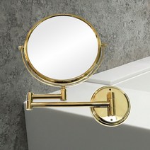 HLBATH 면도거울 벽붙이용 욕실거울 면도경 회전확대경 골드, 면도경 골드 벽붙이