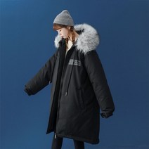 커플롱패딩 연예인롱패딩 세미 오버핏 털카라 루즈핏