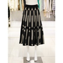 밸리걸 [밸리걸]패턴 플레어 롱 니트 스커트(391690)