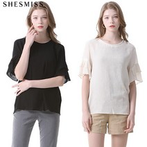 쉬즈미스 [쉬즈미스(SHESMISS)] 러플 슬리브 크링클 블라우스 (택가격 128000원)