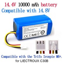 블랙박스보조배터리 Liectroux c30b 로봇 진공 청소기 용 100 원래 배터리, 14.4v, 10000mah