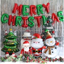 크리스마스 장식 파티 풍선 세트 모음집 성탄절, 은박커튼세트