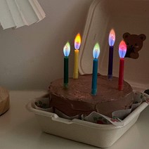 무지개초 불꽃초 특이한 생일 파티 초 컬러 케이크 레인보우 캔들 촛불 양초, 6개입