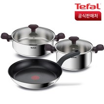 테팔 쿡 인덕션 프라이팬 냄비 3종 세트, 혼합색상, 프라이팬 28cm + 양수냄비 20cm + 전골냄비 24cm