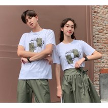 여름 커플룩 프린트 반팔 티셔츠 여자 스커트 2종