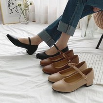 서우뿐 / 둥근코 메리제인 로우힐 펌프스 러블리 구두 통굽 3cm