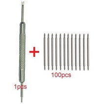 새로운 100 개 + 1 도구 스테인레스 스틸 스프링 바 링크 핀 시계 밴드 스트랩 리무버 은색 12 14mm 20mm