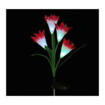 엠케이유통 LED 태양광 정원 백합 꽃등 (97376) 레인보우 화단 산책로 계단 실외 꽃길 조명 조화 베란다 꾸미기, 핑크