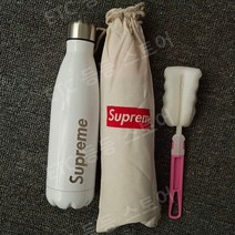슈프림 보온 보냉 텀블러 보온병 레드 블랙 메탈재질, 500ml 화이트