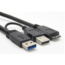 D sub 케이블 PC 컴퓨터 슬림 모니터 전선 단자 젠더 USB 3.0 듀얼 전원 Y 모양 2 X 유형 a 마이크로 B 초고속 외장 하드 드라이브 연장 와이어 커넥터, 0.5m