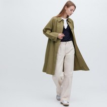 유니클로 여자 트렌치코트 발마칸 봄 가을 면 점퍼 올리브