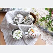 겨울 사무실 거름망 머그찻잔 안쪽패턴 머그컵 차잔 티용품, 허브