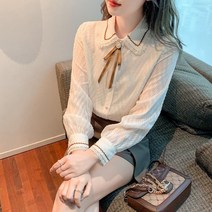 가을 디자인 소소한 서양풍 패션 기질 프렌치 쉬폰 셔츠 상의